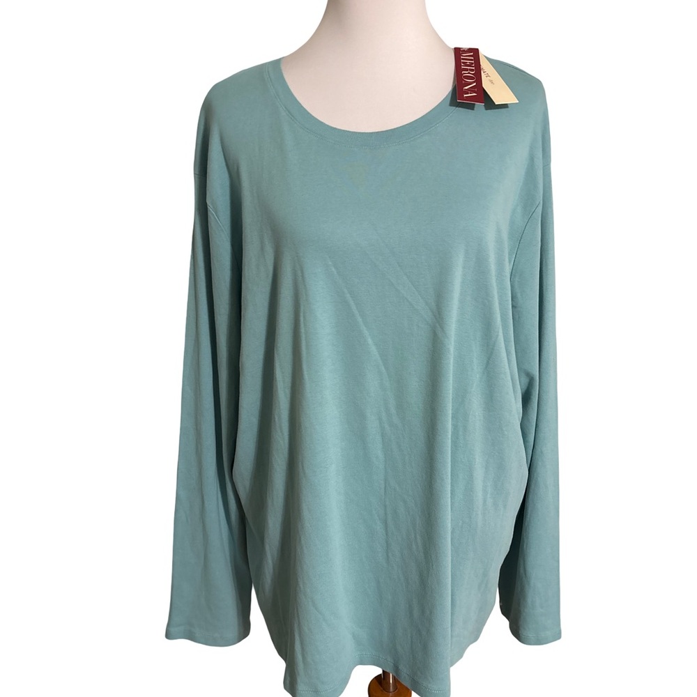 Merona Aqua Long Sleeve Tee Relaxed Fit